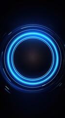 Poster - Abstract glowing circle lines on dark blue background. Geometric stripe line art design. Modern shiny blue lines. Futuristic technology concept. Suit for poster, cover, banner, brochure, website.