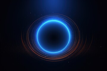 Poster - Abstract glowing circle lines on dark blue background. Geometric stripe line art design. Modern shiny blue lines. Futuristic technology concept. Suit for poster, cover, banner, brochure, website.