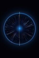 Poster - Abstract glowing circle lines on dark blue background. Geometric stripe line art design. Modern shiny blue lines. Futuristic technology concept. Suit for poster, cover, banner, brochure, website.