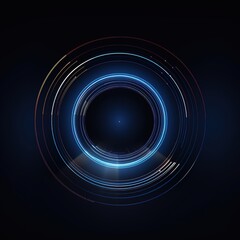 Poster - Abstract glowing circle lines on dark blue background. Geometric stripe line art design. Modern shiny blue lines. Futuristic technology concept. Suit for poster, cover, banner, brochure, website.