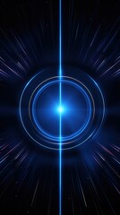 Poster - Abstract glowing circle lines on dark blue background. Geometric stripe line art design. Modern shiny blue lines. Futuristic technology concept. Suit for poster, cover, banner, brochure, website.