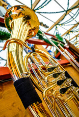 Wall Mural - typical music instrument of a bavarian brass band