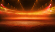 Digital template orange neon spotlight scene stadium with ambient light streams with copy space background
