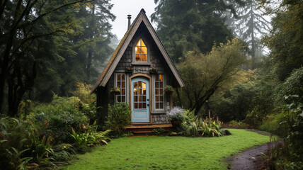 Canvas Print - beautiful house in the garden