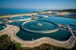 A bird's eye view of a sprawling water treatment facility