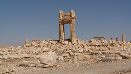 Wall Mural - Bel's temple entrance arch remains at Palmyra, Syria