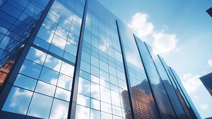 Poster - modern office building with glass and clouds