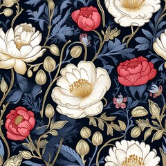 Aufkleber - Edwardian Floral Cameos Pattern