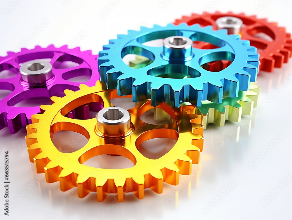 “Colorful Interlocking Gears on White Background Sense of Unity and ...
