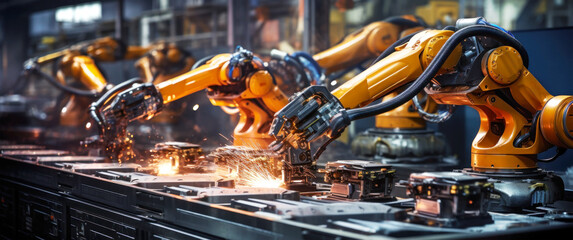 Robotic assembly line conveyor at a modern factory