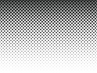 Poster - Black and white halftone rhomboid pattern.