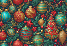 Christmas Themed Line Color Cartoon Pattern, Seamless Illustration Of Santa Claus, Merry Christmas.