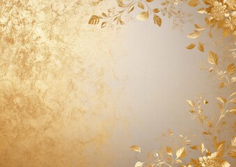 Wall Mural - Golden wedding invitation card background, floral ornaments with copy space for text, ai generated