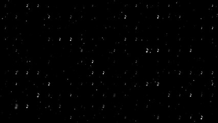 Poster - Template animation of evenly spaced musical note symbols of different sizes and opacity. Animation of transparency and size. Seamless looped 4k animation on black background with stars