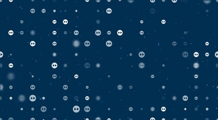 Poster - template animation of evenly spaced fast forward symbols of different sizes and opacity. animation o