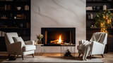 Fototapeta Paryż - interior design modern room with fireplace