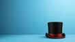 Black and red top hat isolated on blue background with copy space, Generative AI