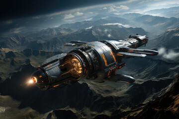 Poster - a speculative spacecraft exploring the boundaries between parallel universes, pushing the limits of 