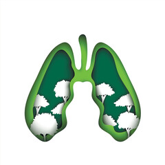 Wall Mural - Lungs with trees as symbol of healthy lungs. World Tuberculosis Day, World Lung Day, environment and ecology conservation concept. Vector paper art