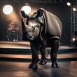 A rockstar rhino in leather pants, performing on a grand stage4