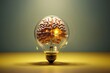 Concept of a brain and a light bulb, showing futuristic and technologically advanced image