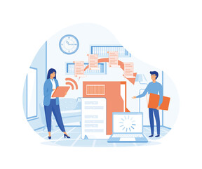 Poster - People send files for business. flat vector modern illustration 
