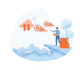 Poster - Share file concept. Man sharing file. flat vector modern illustration 