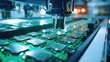 © Banana Images - Automated machinery in a microchip factory manufacturing electronic components for mass production