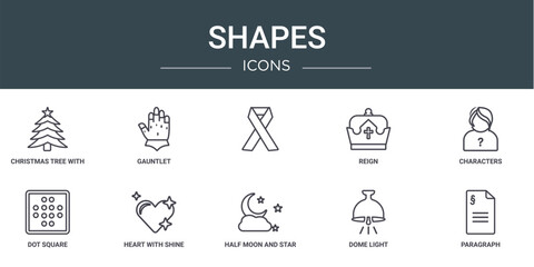 Poster - set of 10 outline web shapes icons such as christmas tree with star, gauntlet, , reign, characters, 