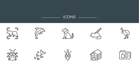 Poster - set of 10 outline web icons such as , vector icons for report, presentation, diagram, web design, mo