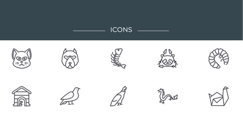 Poster - set of 10 outline web icons such as , vector icons for report, presentation, diagram, web design, mo