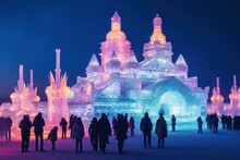  Intricate ice sculptures at the Harbin festival, frozen art illuminated in colors
