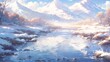［AI生成画像］雪山、川の風景、晴天13