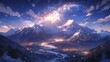 ［AI生成画像］雪山、夜空10