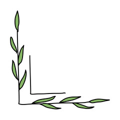 Sticker - Leaf corner border doodle