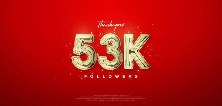53k gold number, thanks for followers. posters, social media post banners.