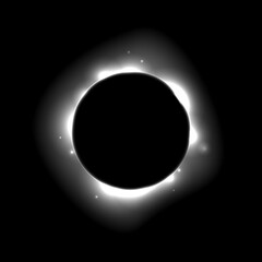 Wall Mural - sun full eclipse concept. light grey moon glow background. solar or planet total eclipse in dark spa