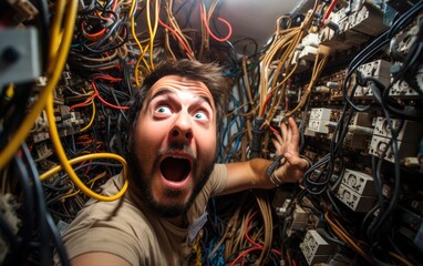 An electrician in a panic attack