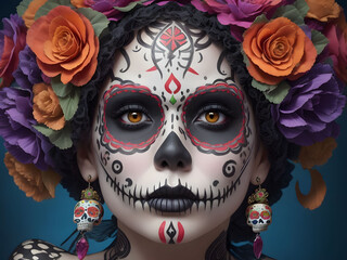 Wall Mural - Mexican Death day Women Make up