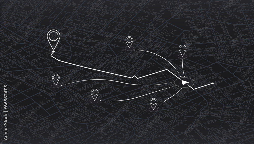 Location Tracking Map Example Abstract isometric location tracks dashboard. Gps map infographic ...