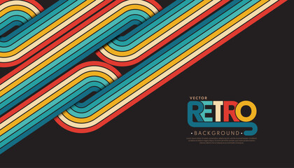 Wall Mural - abstract minimalist retro background with rounded stripe elements. retro background lines 70s. vecto