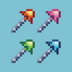 Poster - Pixel art sets of wand with variation color item asset. Simple bits of magic wand on pixelated style. 8bits perfect for game asset or design asset element for your game design asset.