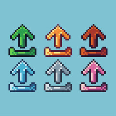 Fototapete - Pixel art sets of download icon with variation color item asset. Simple bits of gold download icon on pixelated style. 8bits perfect for game asset or design asset element for your game design asset.