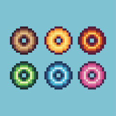 Poster - Pixel art sets of donuts food with variation color item asset. Simple bits of food donut on pixelated style. 8bits perfect for game asset or design asset element for your game design asset.