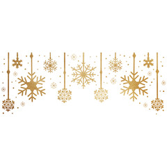 Wall Mural - Gold Snowflakes Hanging