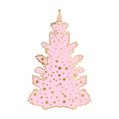 Wall Mural - Pink And Gold Vintage Christmas Tree