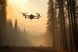 Unmanned aerial system monitors forest fire. Generative AI