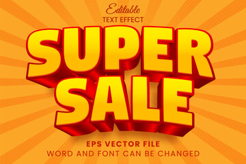 Poster - super sale promotion text style. discount sale 3d editable vector text effect