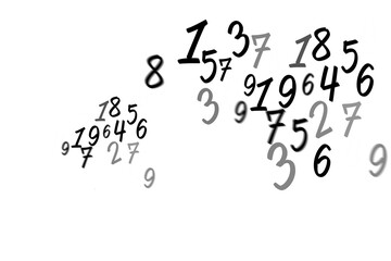 Poster - digital png illustration of many various numbers on transparent background