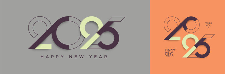 Wall Mural - 2025 new year symbols with unique number design template. Happy new year 2025 minimalist design template